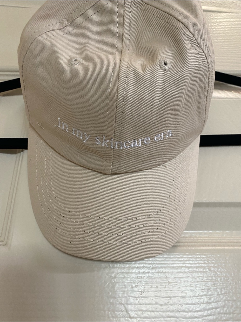 Beige Embroidered Baseball Cap - "In My Skincare Era"